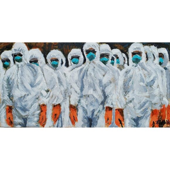 "When in Doubt, Inject Fear" Original Painting by Robin White Oil on Wood Panel - Picture 1 of 10